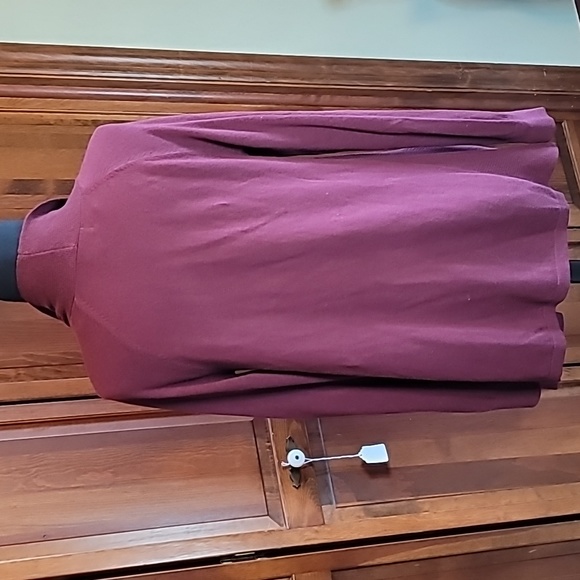 ana NWT wine cardigan Sm sweater waterfall lapels front pockets - Picture 2 of 13